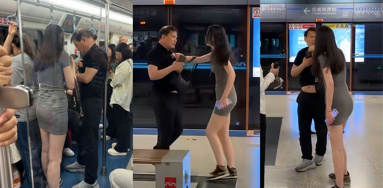 地铁偷拍翻车 老男人偷拍短裙小仙女被当场抓包 这下吃不了兜着走了！