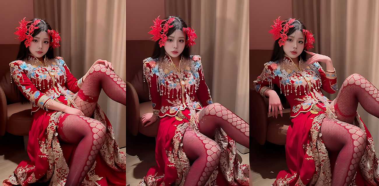 抖音百万网红小樱suny大尺度私拍 清纯女神穿红色嫁衣搔首弄姿诱惑挑逗