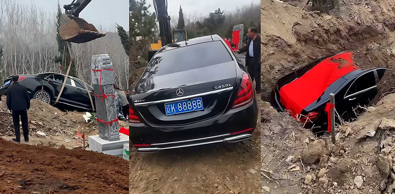 东北一大哥离世竟把百万奔驰S450L直接随葬入土 8888连号豪车被活埋 太壕了！ - 社会奇闻