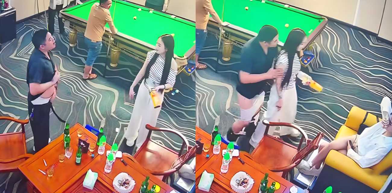 台球厅最强真实哥 妹子一句激将法 他当场脱裤亮屌 追她绕桌裸奔